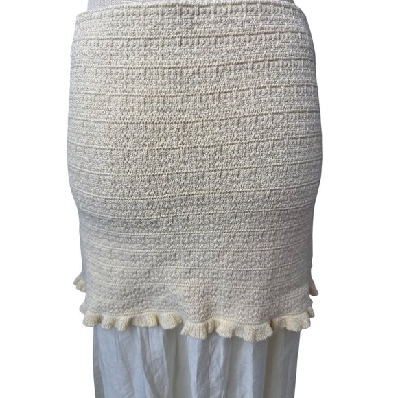 Zara Combined Knit & Ruffle Skirt Size M Cream Boho Chic - Picture 5 of 9